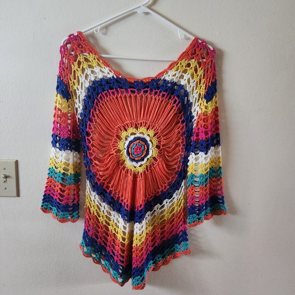 Multicolored crotched top/beach cover up